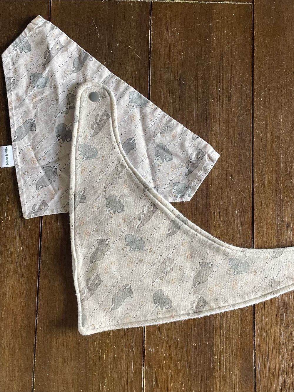 Neutral Matching Bear Bandana and Bib for Babies and Pet